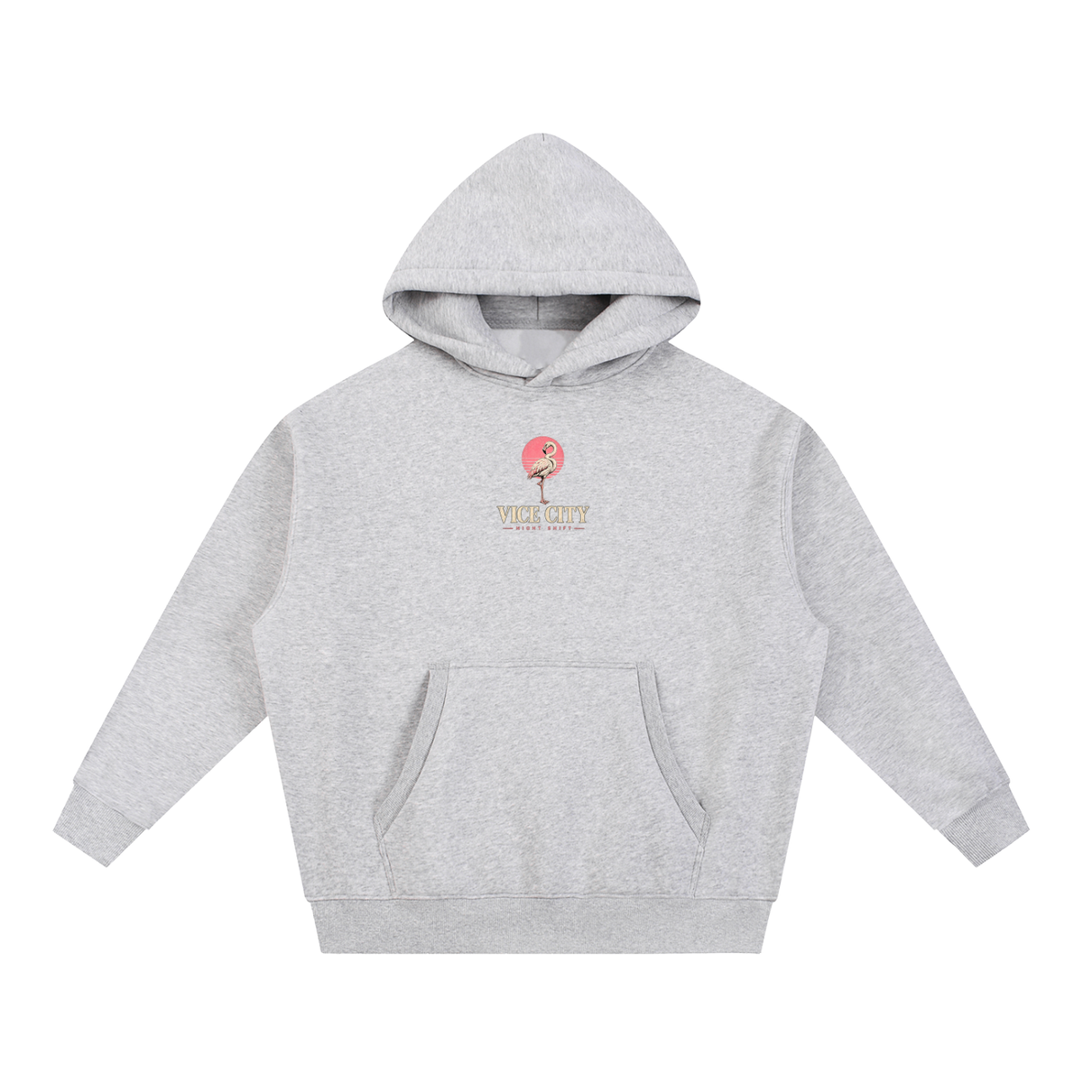 Flamingo Oversized Hoodie - Flower Gray