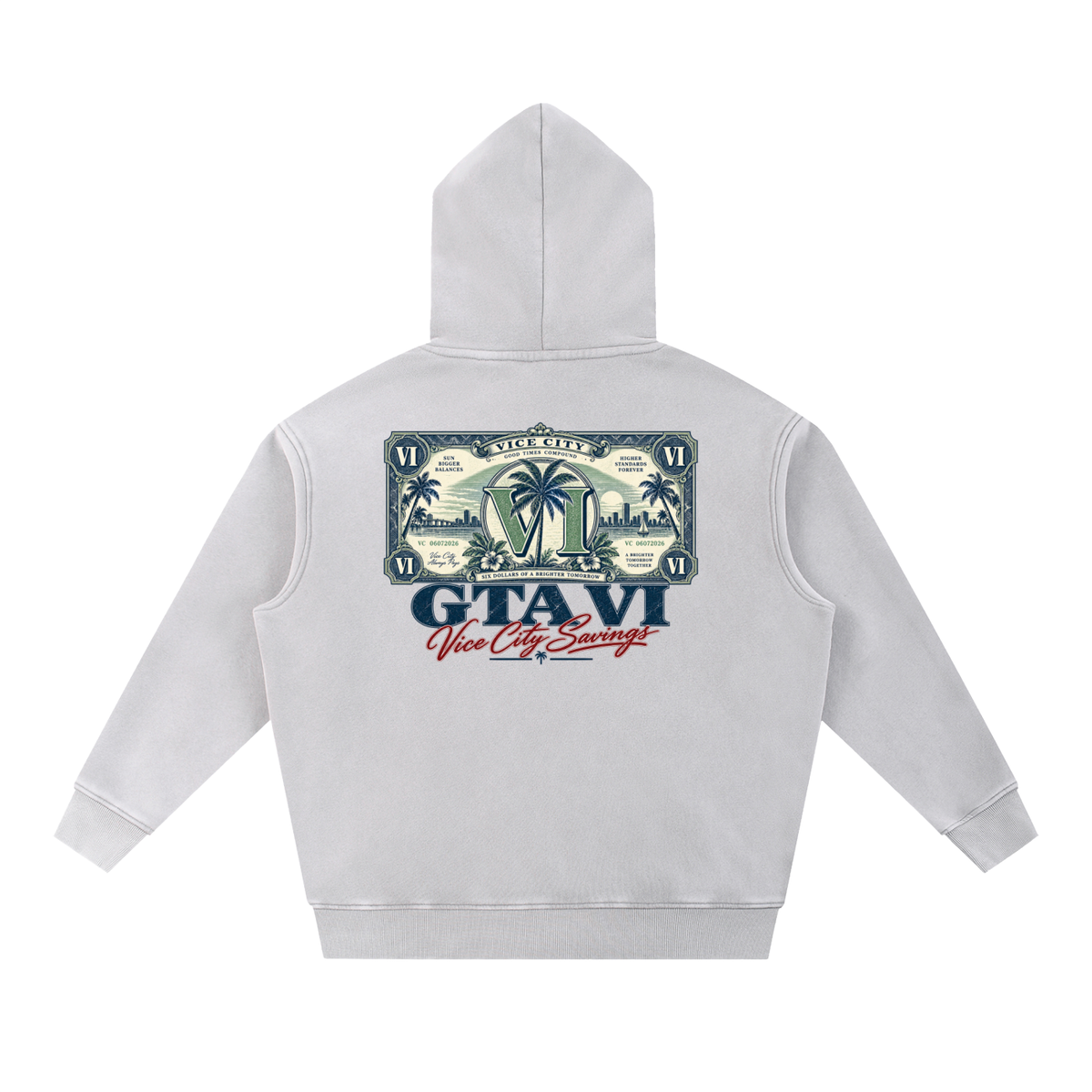 Banknote Oversized Hoodie - Light Gray